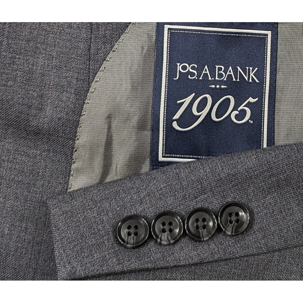 Jos. A. Bank 1905 Blazer Jacket Wool Sport Coat Men's 48R Slim Gray Crosshatch